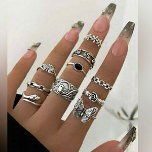 💥4/$10  10 piece Silver Stackable Rings, NWT in orginal packaging